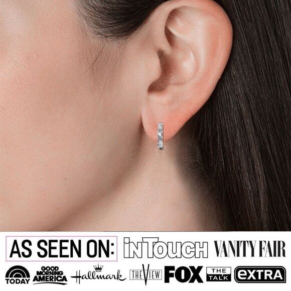 Cate & Chloe Bethany 18k White Gold Plated Hoop Crystal Earrings NEW - Picture 3 of 7